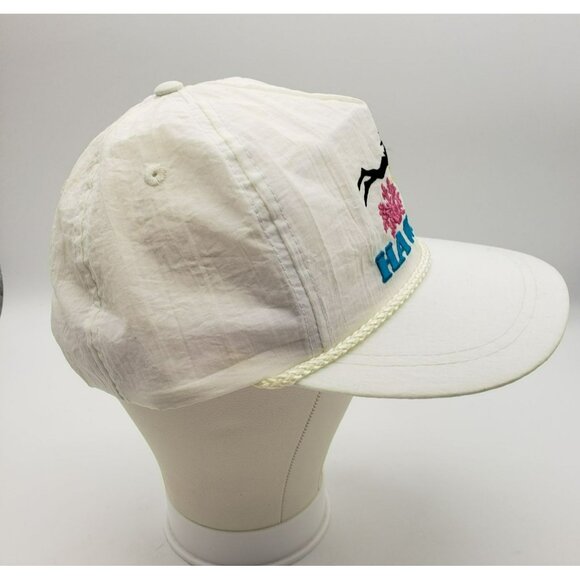 Vtg White Hawaii Embroidered Baseball Cap, Snapback Adjustable, Rope Braid Trim - Picture 2 of 10